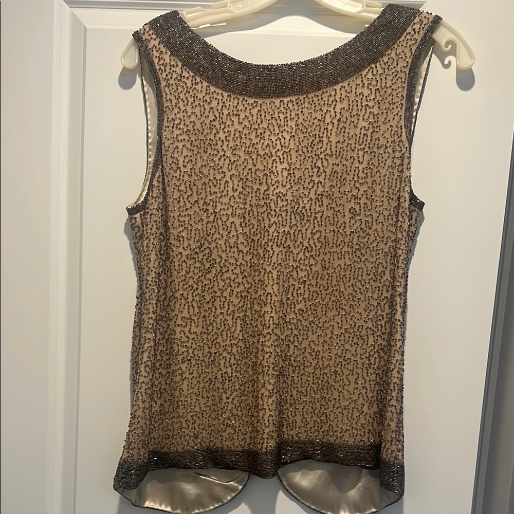 Parker Sequin nude and Charcoal Sleeveless Top